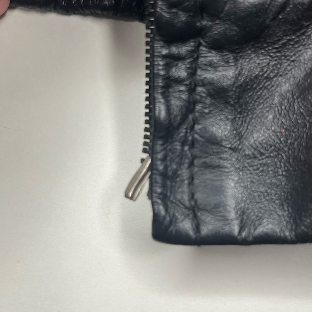 Winlit Black Leather Vintage Moto Jacket Size 7-8 Genuine Leather Made in Korea - Picture 7 of 13